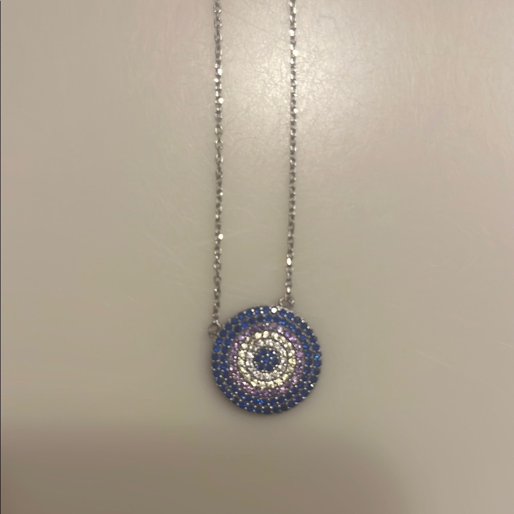 Sterling Silver Evil Eye Pendant Necklace